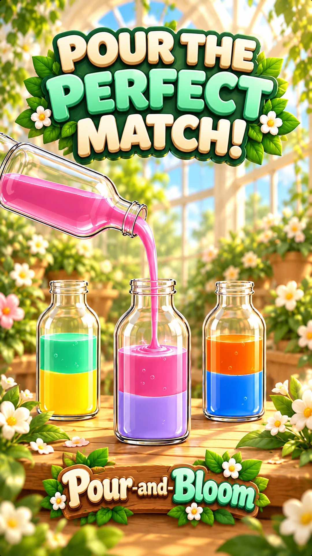 Pour the perfect match: a pink layer flows into a matching bottle